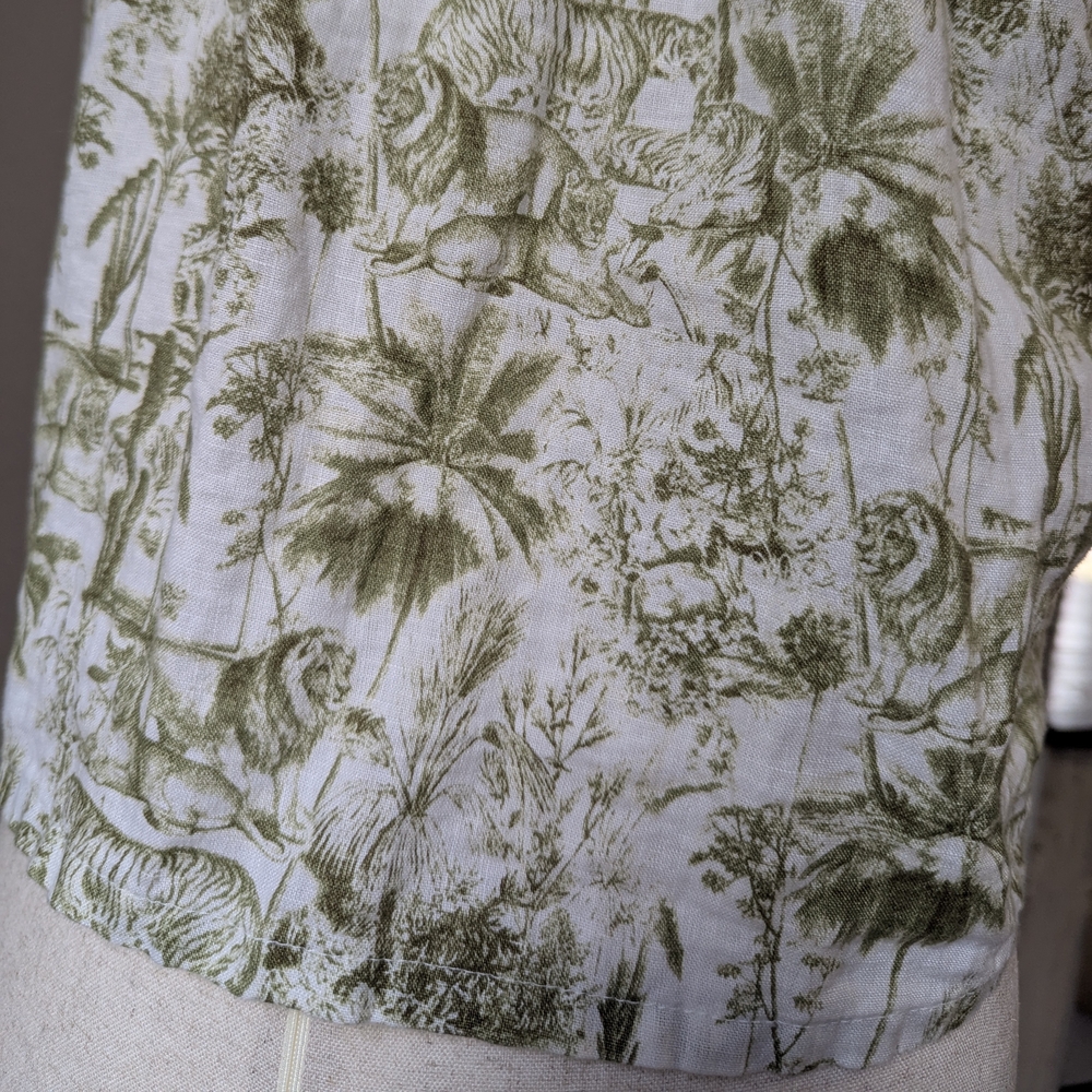 Rachel Zoe Linen Tiger Jungle Print Sleeveless Cropped Vest Cruise Vacation Top - Picture 7 of 10
